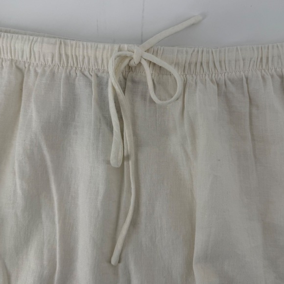 Zara Womens Size Large Linen Blend Eyelet Maxi Skirt Off White Boho Flowy - Picture 11 of 11